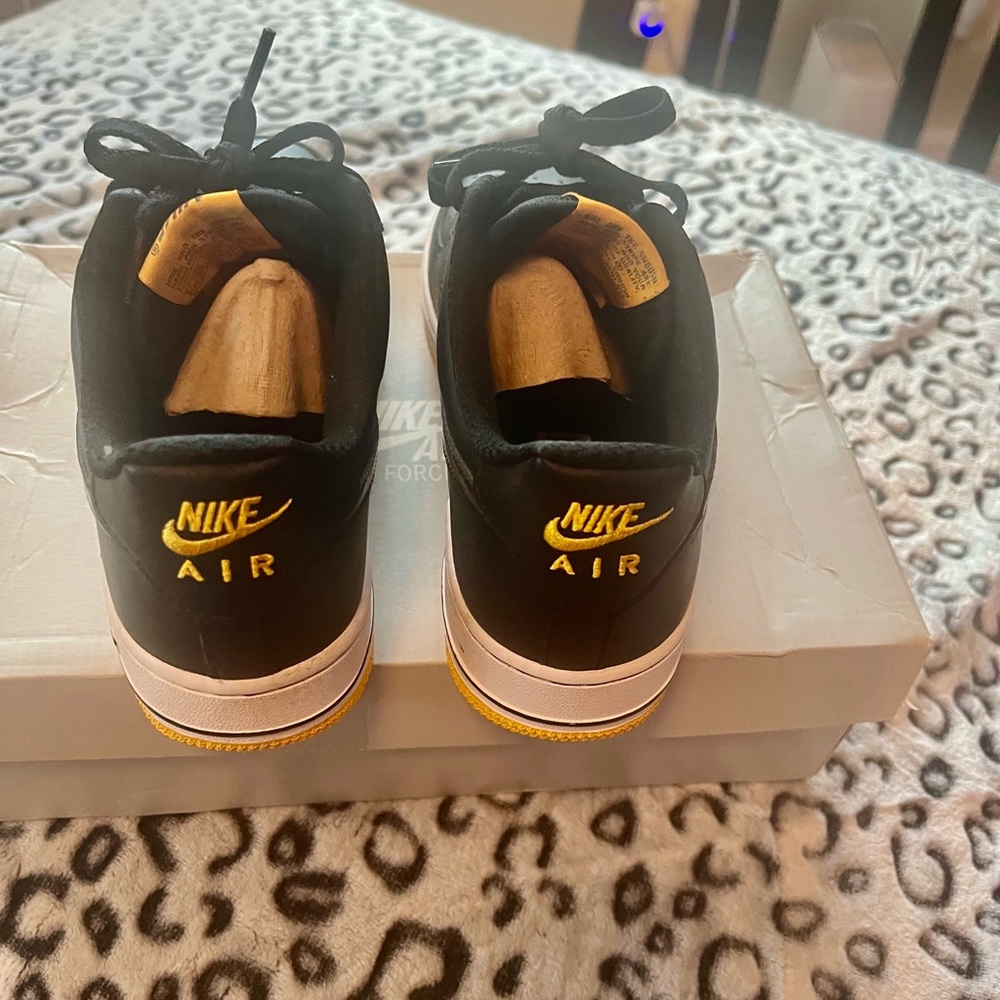 Nike Black and Yellow Air Force 1 Sneakers - Picture 6 of 7